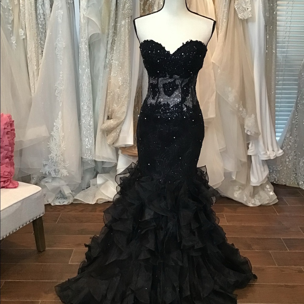 Jovani ruffle bottom prom dress